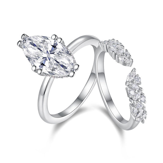 Lyra Marquise Moissanite Stacking Ring Set