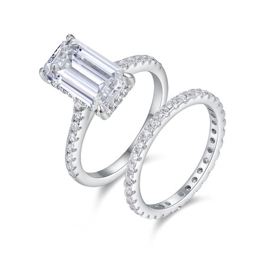 Vega Emerald Moissanite Stacking Ring Set