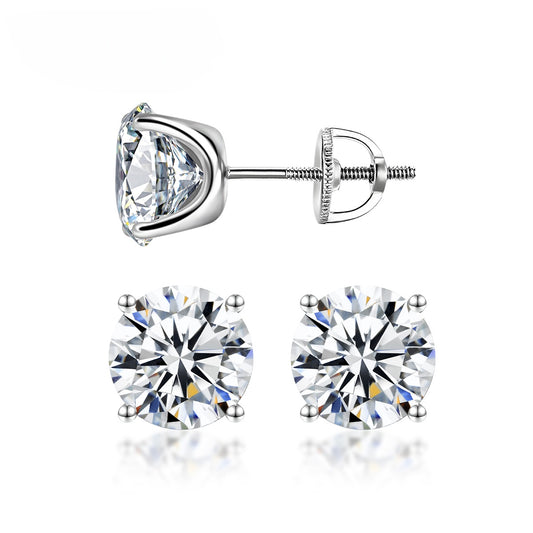 VVS Moissanite 925 Sterling Silver Classic Stud Earrings - 1 Pair (Free Gift)