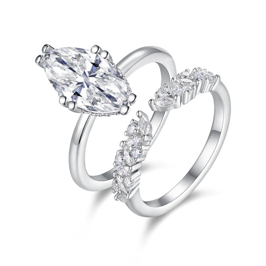 Lyra Marquise Moissanite Stacking Ring Set