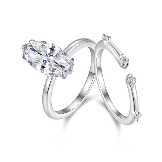 Aurora Marquise Moissanite Stacking Ring Set