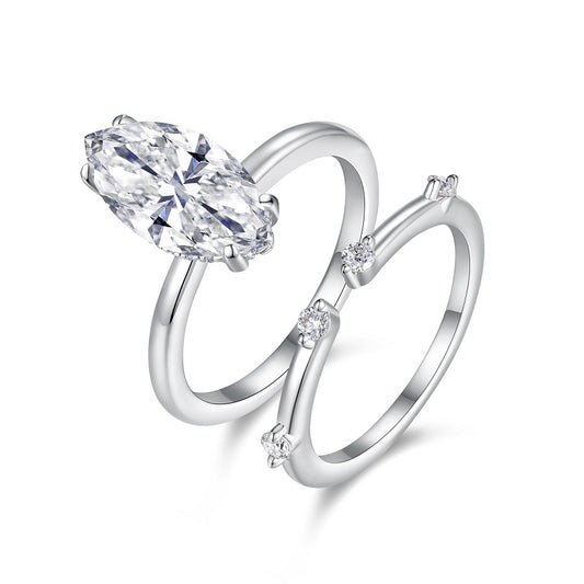 Celestial Moissanite Stacking Ring Set|White Gold Plated