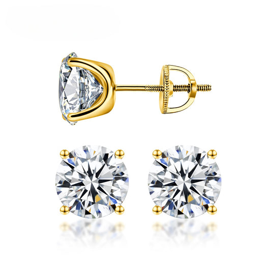 VVS Moissanite 925 Sterling Silver Classic Stud Earrings - 1 Pair (Free Gift)