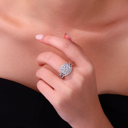 Celeste Cushion Moissanite Stacking Ring Set