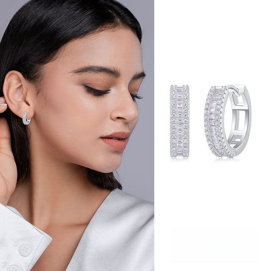 Wednesday Baguette Hoop Moissanite Earrings