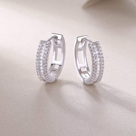 Wednesday Baguette Hoop Moissanite Earrings